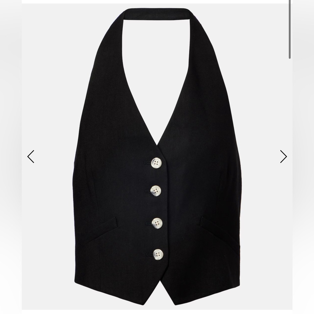 Veronica Beard Arabella Stretch Linen Vest in Black